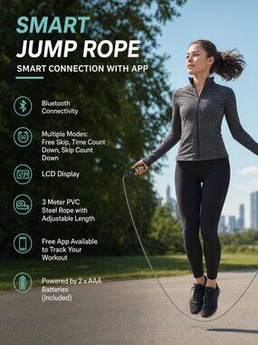 🏋️‍♀️ NuvoMed Bluetooth Smart Jump Rope – App Connected Fitness